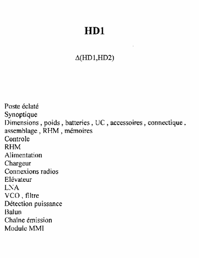 Alcatel HD1 ALCATEL HD1 HD2 Cellular Phone - Service Manual (French)